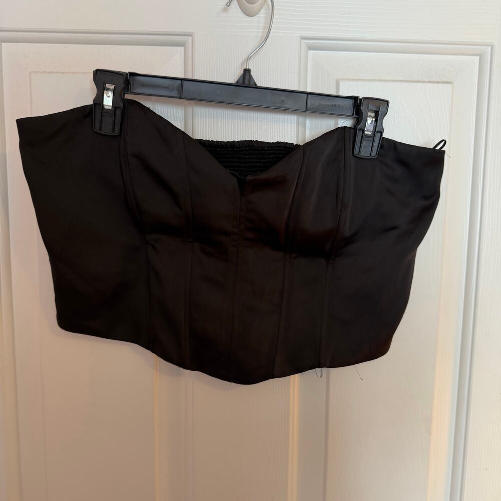 Zara Black Strapless Corset Cropped Top Women's XL